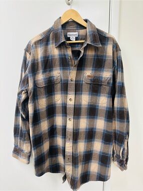 Carhartt Men’s Plaid Button-Down Shirt in Brown, Blue & Cream